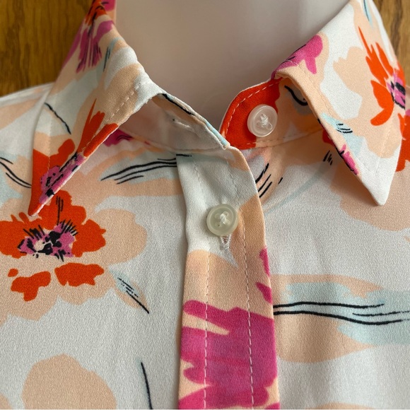 Banana Republic Dhillon Classic Fit Petite Multi Coloured Floral Blouse XXS/TTP - Picture 4 of 13